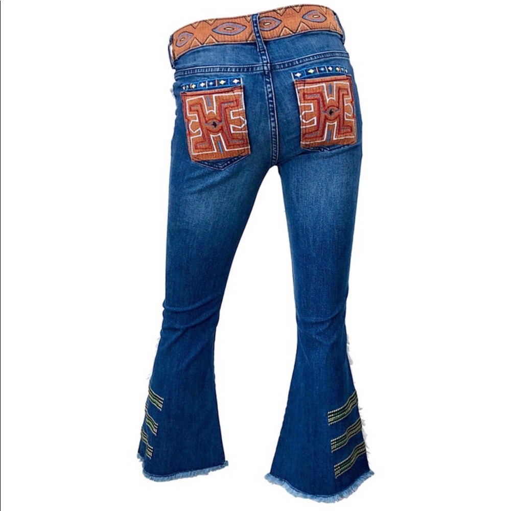 Nicole Miller Artelier Flare Embroidered Jeans 27 - Picture 11 of 12